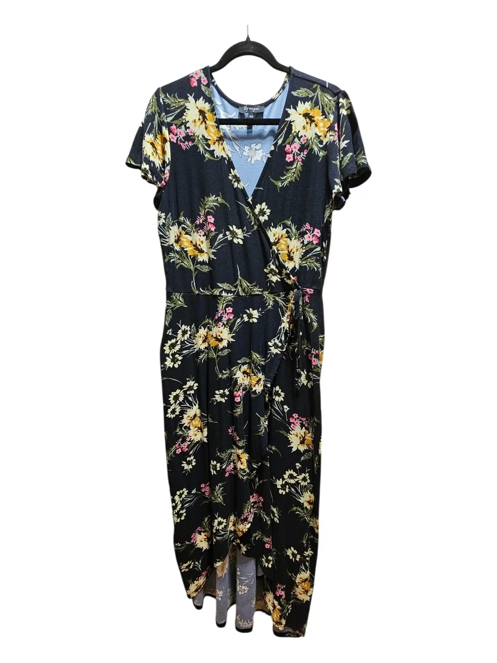 Lily Morgan Floral Faux Wrap High-Low Maxi Dress Size M - Picture 2 of 8